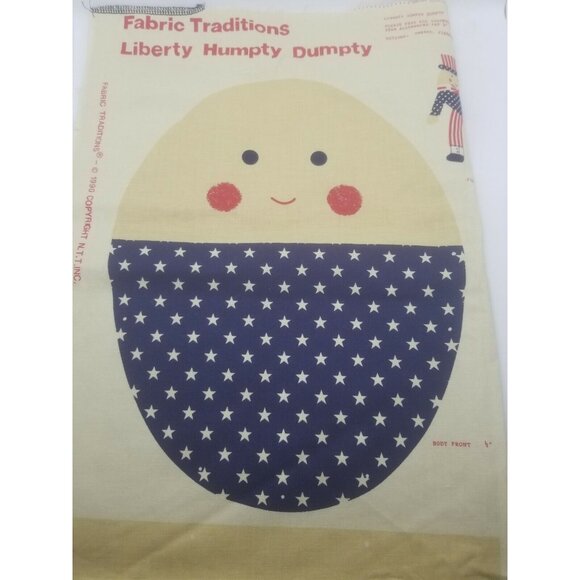 Liberty Humpty Dumpty Doll Cut and Sew Fabric Traditions 1990 Patriotic American - Picture 2 of 8
